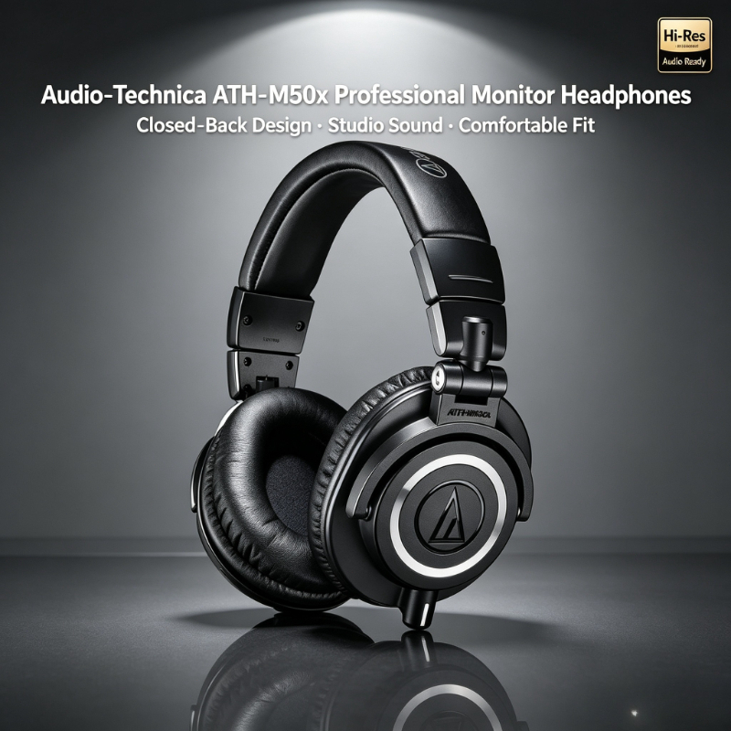 Dj Headphones Professional - Audio-Technica ATH-M50X Over Ear Closed Back